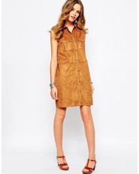 First I First I Suede 70s Suedette Shirt Dress