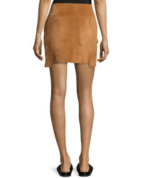 Helmut Lang Suede Mini Cargo Skirt Beige