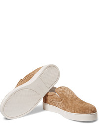 Bottega Veneta Intrecciato Suede Slip On Sneakers