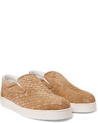 Bottega Veneta Intrecciato Suede Slip On Sneakers