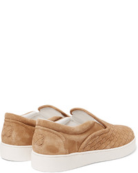 Bottega Veneta Intrecciato Suede Slip On Sneakers