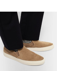 Common Projects Retro Leather Trimmed Suede Slip On Sneakers