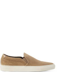 Common Projects Retro Leather Trimmed Suede Slip On Sneakers