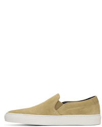 Common Projects Tan Suede Retro Slip On Sneakers