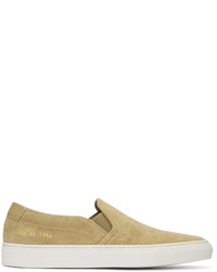 Common Projects Tan Suede Retro Slip On Sneakers