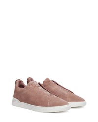 Zegna Triple Stitch Suede Slip On Sneaker In Dusty Pink At Nordstrom