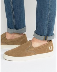 VARIOUS SIZES UPS NEXT DAY!! MENS FRED PERRY UNDERSPIN SLIP-ON CANVAS TRAINERS 