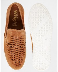 Frank Wright Woven Slip On Sneakers In Suede