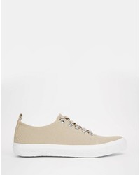 Asos Lace Up Sneakers With Hiker Detailing In Stone Faux Suede