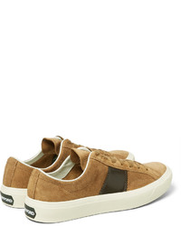 Tom Ford Cambridge Polished Leather Panelled Suede Sneakers