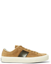 Tom Ford Cambridge Polished Leather Panelled Suede Sneakers