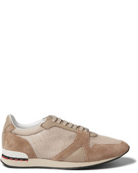Burberry Panelled Suede Leather And Mesh Sneakers
