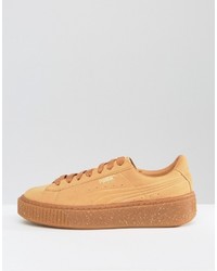 Puma Platform Sneakers In Biscuit Suede With Speckle Gum Sole