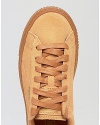Puma Platform Sneakers In Biscuit Suede With Speckle Gum Sole
