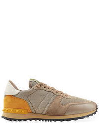 Valentino Rockstud Sneakers With Leather And Suede