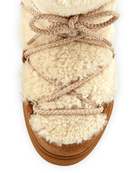 Moncler New Fanny Lace Up Shearling Fur Snow Boot