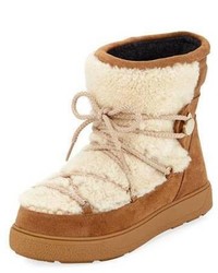 Moncler New Fanny Lace Up Shearling Fur Snow Boot