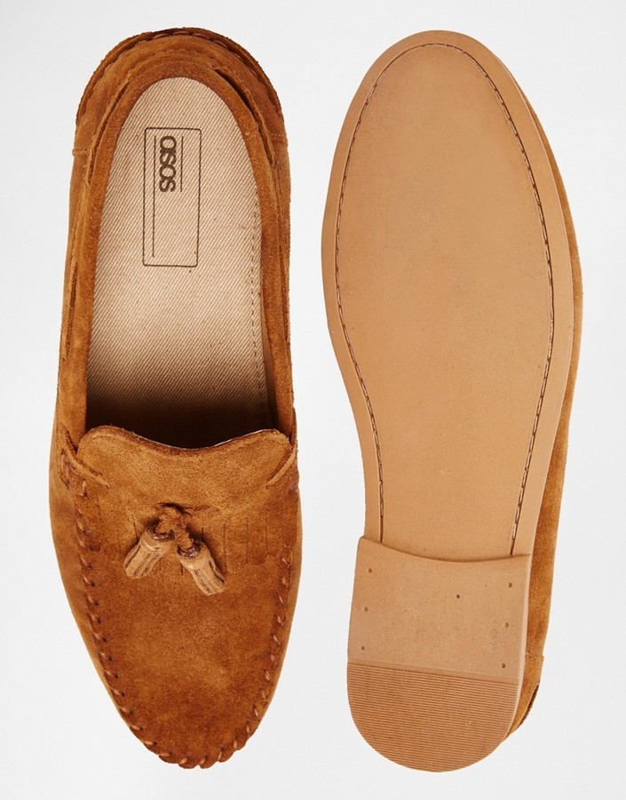 Asos Brand Tassel Loafers In Suede 68 Asos Lookastic 0086