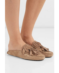Tod's Gommino Embellished Fringed Suede Slippers