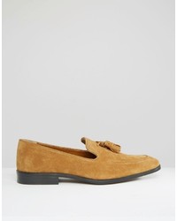 Asos Loafers In Tan Suede With Tassel