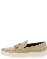 Tod's Suede Casual Sport Loafer Light Beige