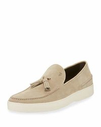 Tod's Suede Casual Sport Loafer Light Beige