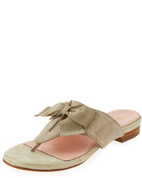 Taryn Rose Izze Suede Bow Thong Sandal Taupe