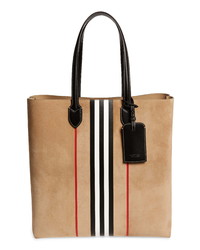 Burberry Large Kane Icon Stripe Suede Tote