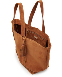 Vanessa Bruno Suede Tote With Braided Trims And Tassel