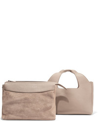 The Row Two For One 12 Leather And Suede Tote Sand