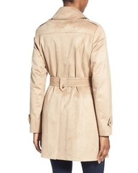 Via Spiga Belted Faux Suede Trench Coat