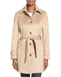 Via Spiga Belted Faux Suede Trench Coat