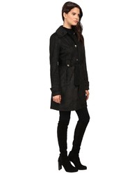 Jessica Simpson Sueded Rain Trench With Stitching Detail Single Breasted Belted Coat