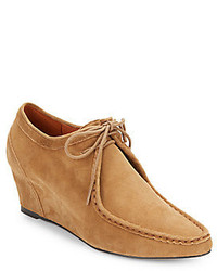 Tan Suede Wedge Ankle Boots