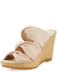 Andre Assous Andr Assous Sun Strappy Suede Wedge Slide Sandal Nude