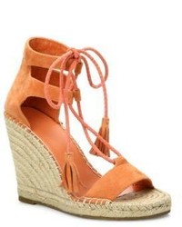 Joie Delilah Lace Up Suede Espadrille Wedge Sandals
