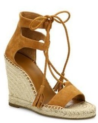Joie Delilah Lace Up Suede Espadrille Wedge Sandals