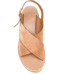 Chloé Tan Camille 80 Leather Wedges