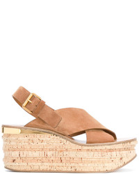 Chloé Tan Camille 80 Leather Wedges
