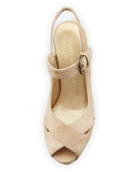 Stuart Weitzman Turnover Suede Wedge Sandal Beach