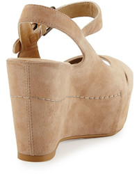 Stuart Weitzman Turnover Suede Wedge Sandal Beach