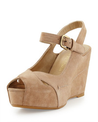 Stuart Weitzman Turnover Suede Wedge Sandal Beach