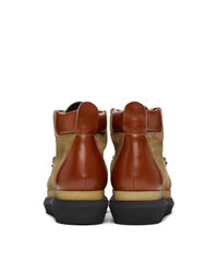 Sacai Brown Suede Lace Up Boots