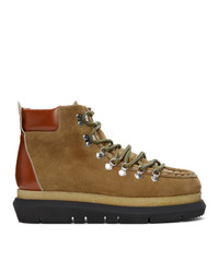 Sacai Brown Suede Lace Up Boots