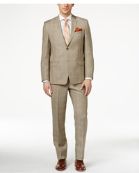 Andrew Marc Marc New York By Slim Fit Tan Plaid Suit