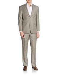 Saint Laurent Modern Fit Windowpane Wool Suit