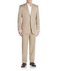 Canali Regular Fit Herringbone Wool Suit
