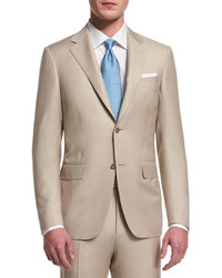 Canali Sienna Contemporary Fit Solid Two Piece Suit Tan