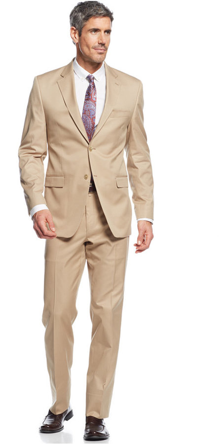 Lauren Ralph Lauren Tan Cotton Suit, $650 | Macy's | Lookastic