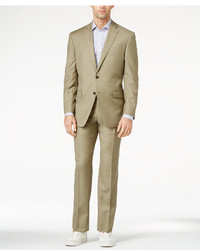 Calvin Klein Tan Sharkskin Slim Fit Suit